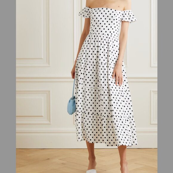 Reformation Black and White Polka Dot Midi Dress - Picture 2 of 4